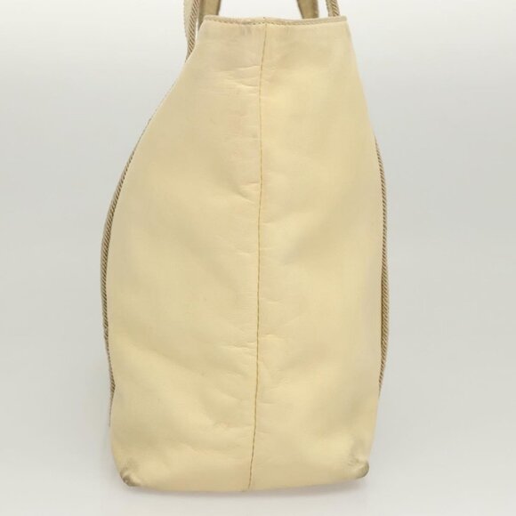 PRADA Hand Bag Leather Cream Silver Auth - Picture 5 of 16